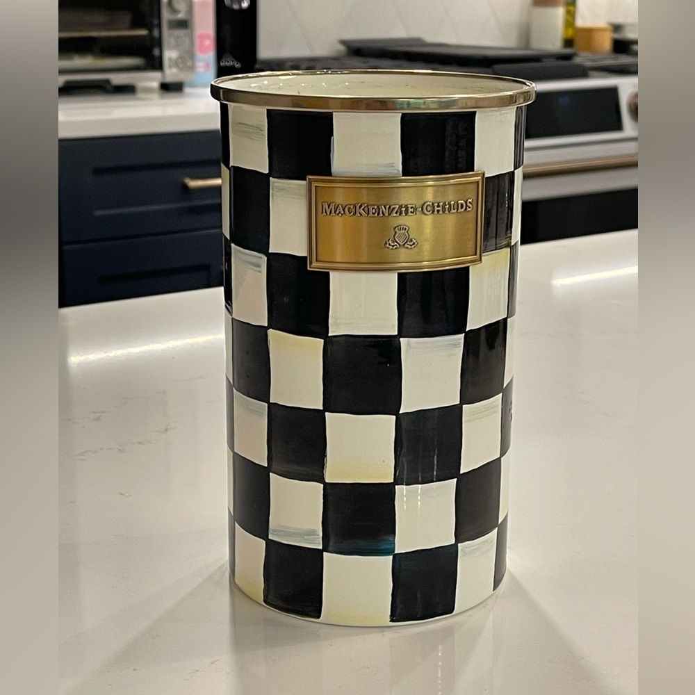 Mackenzie Childs Courtly Check Enamel Utensil Holder